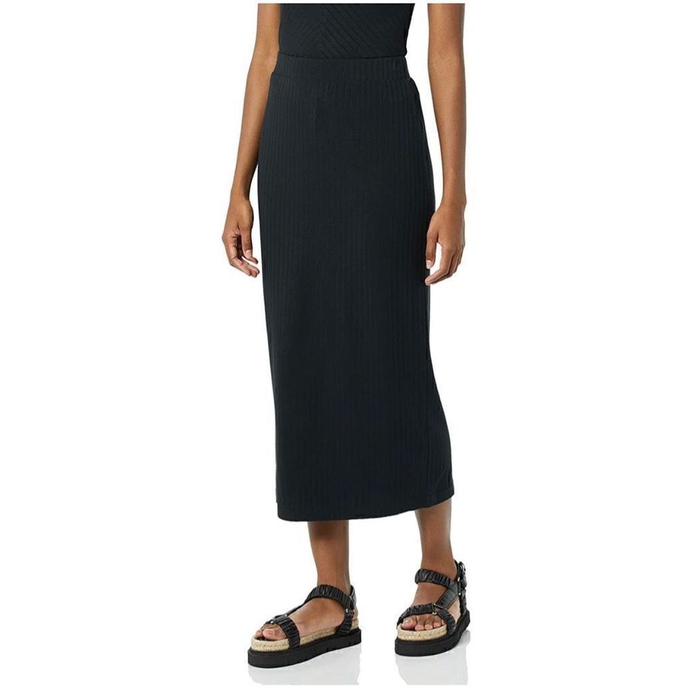 NWT Womens Daily Ritual Wide Ribbed Black Jet Set Skirt - Sz XS